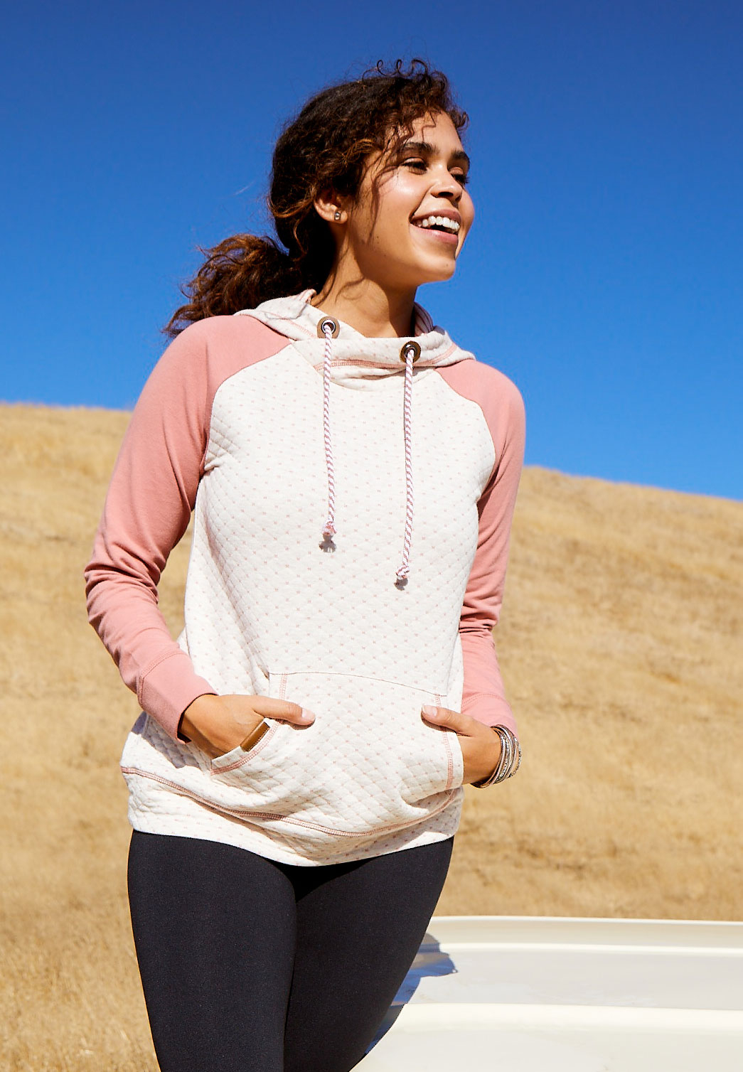 Colorblock Quilted Front Pullover Hoodie maurices