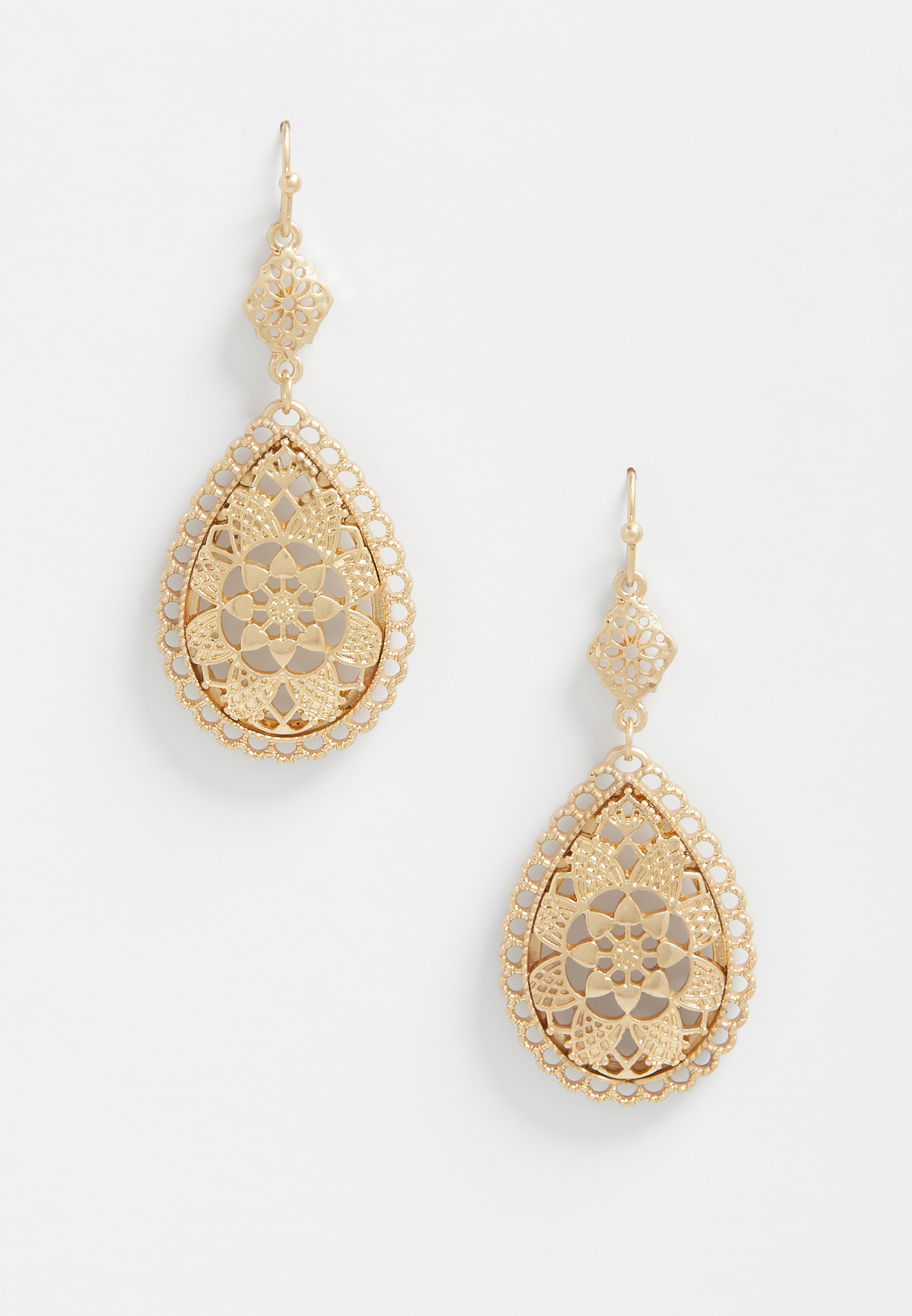 Gold Double Medallion Drop Earrings maurices