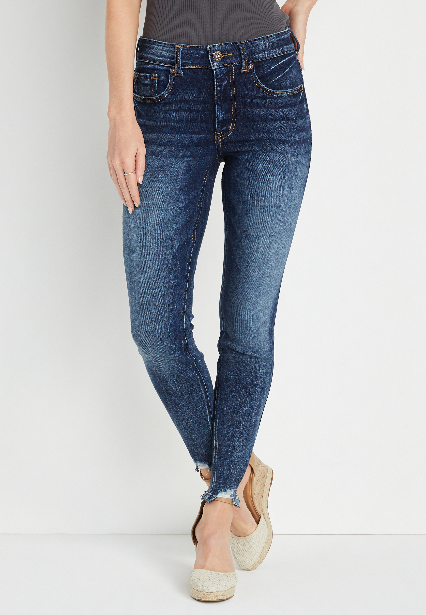 edgely™ Super Skinny High Rise Frayed Hem Jean maurices