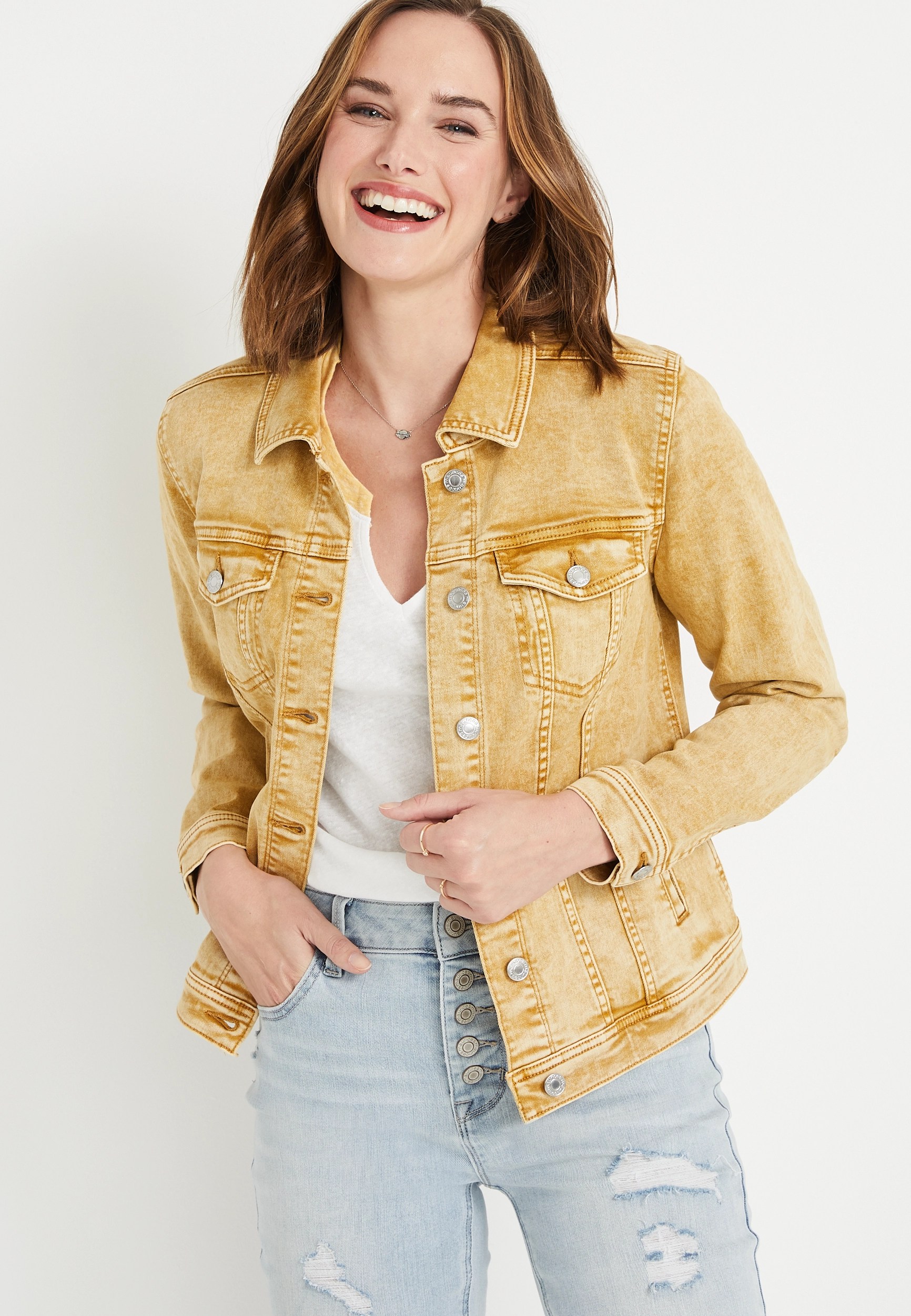 Yellow Wash Denim Jacket maurices