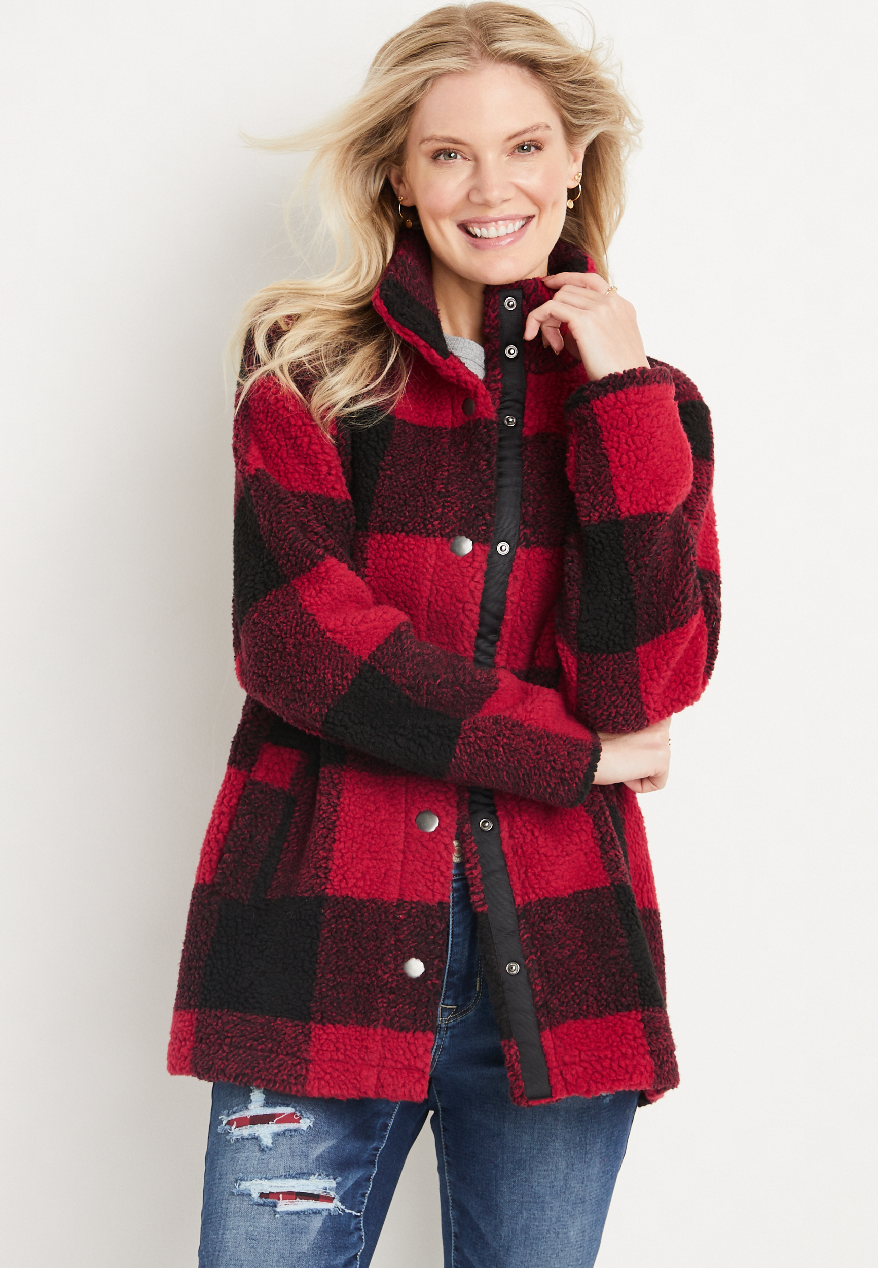 Red Buffalo Plaid Sherpa Jacket maurices