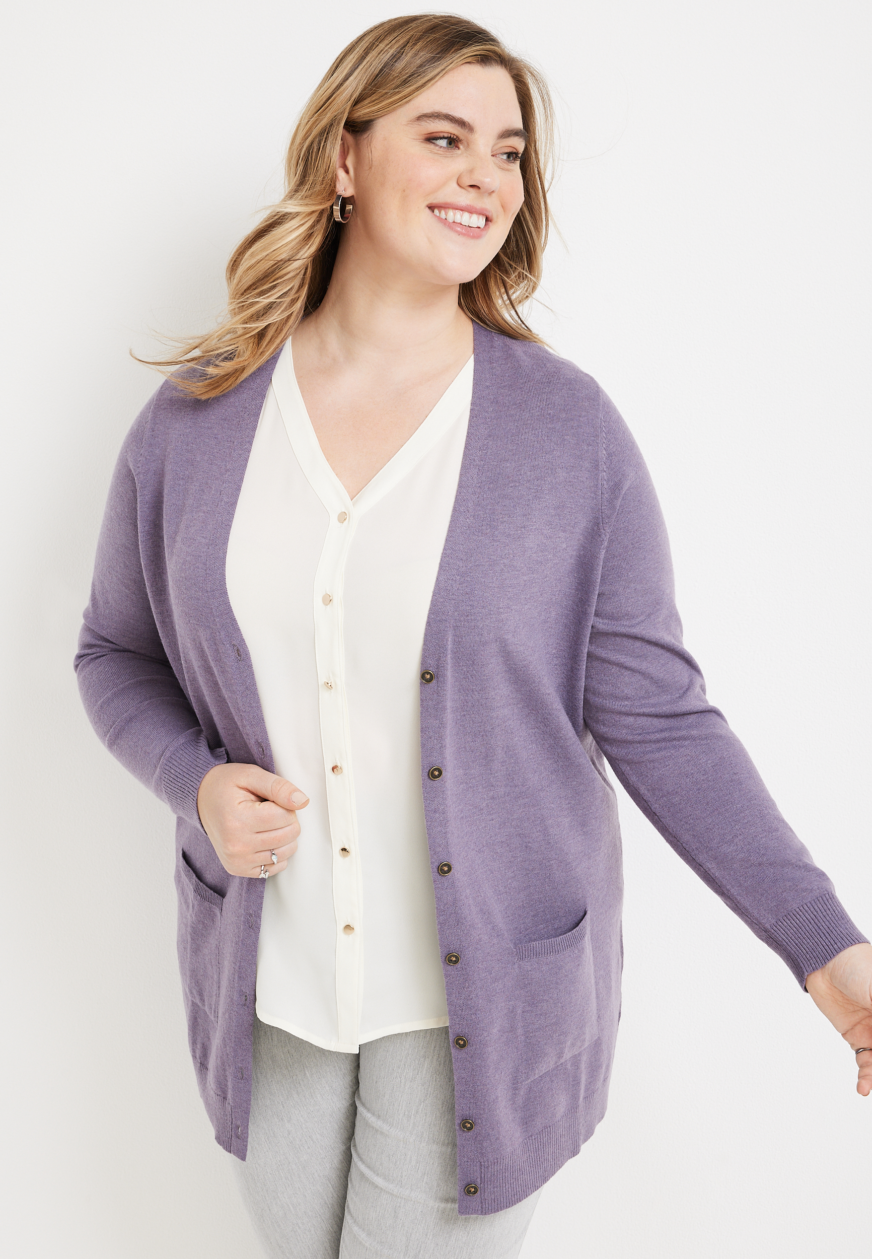 Plus Size Solid Boyfriend Cardigan maurices
