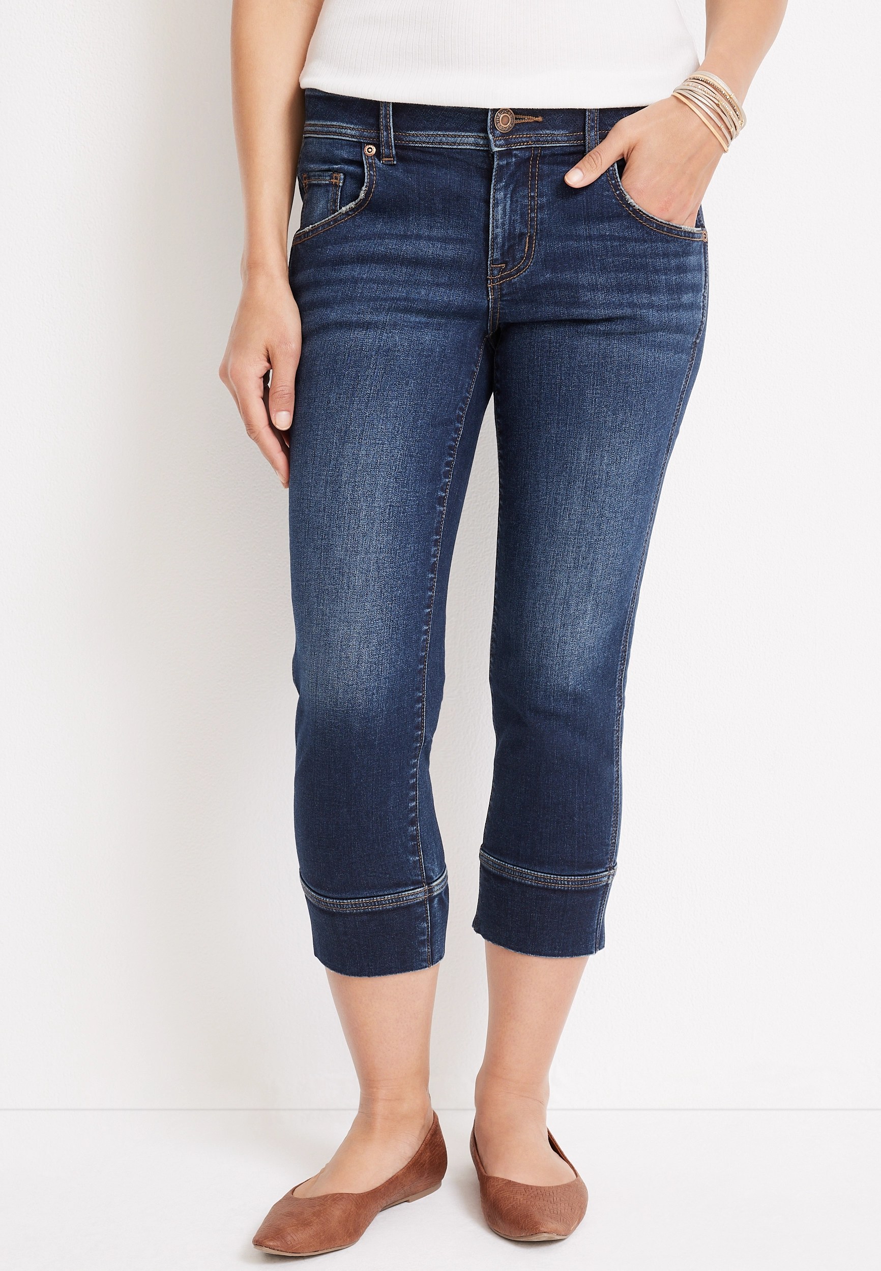 m jeans by maurices™ Mid Rise Wide Hem Cropped Jean | maurices