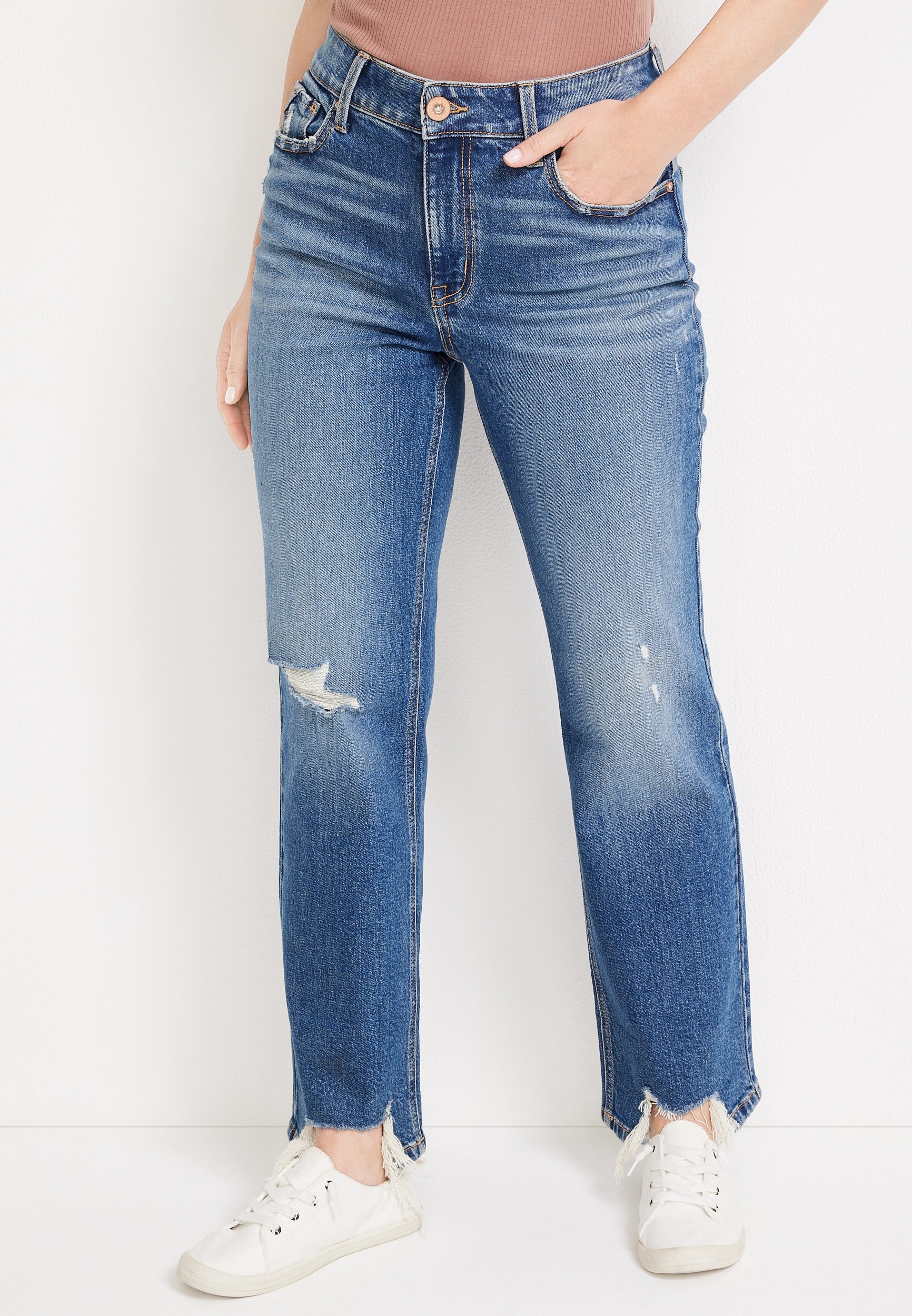 edgely™ Super High Rise Relaxed Straight Ripped Jean maurices