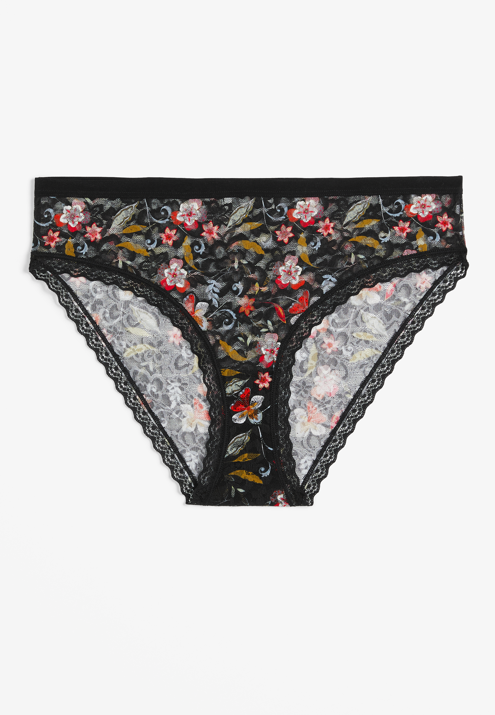Vintage Lace Black Floral Bikini Panty maurices