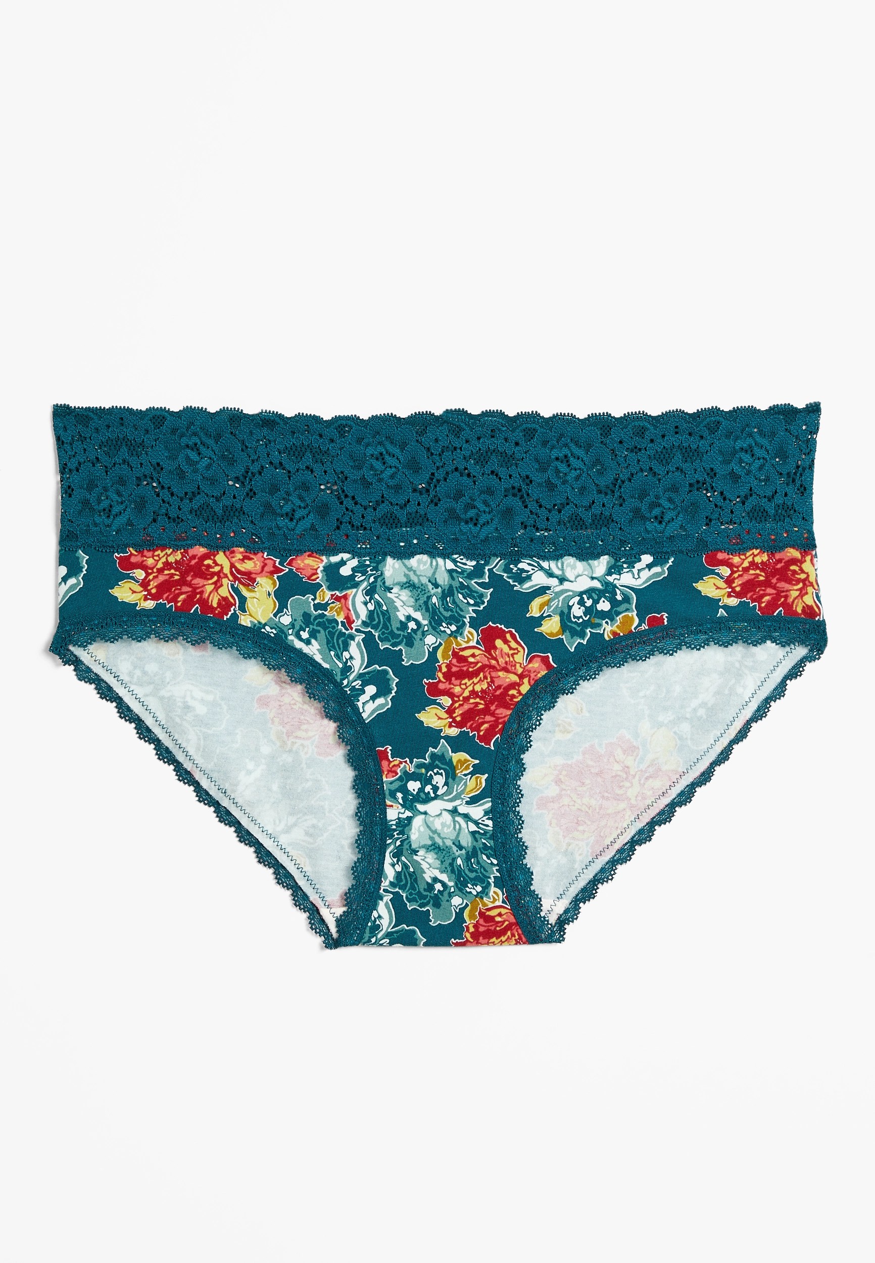 Simply Comfy Teal Floral Cotton Hipster Panty maurices
