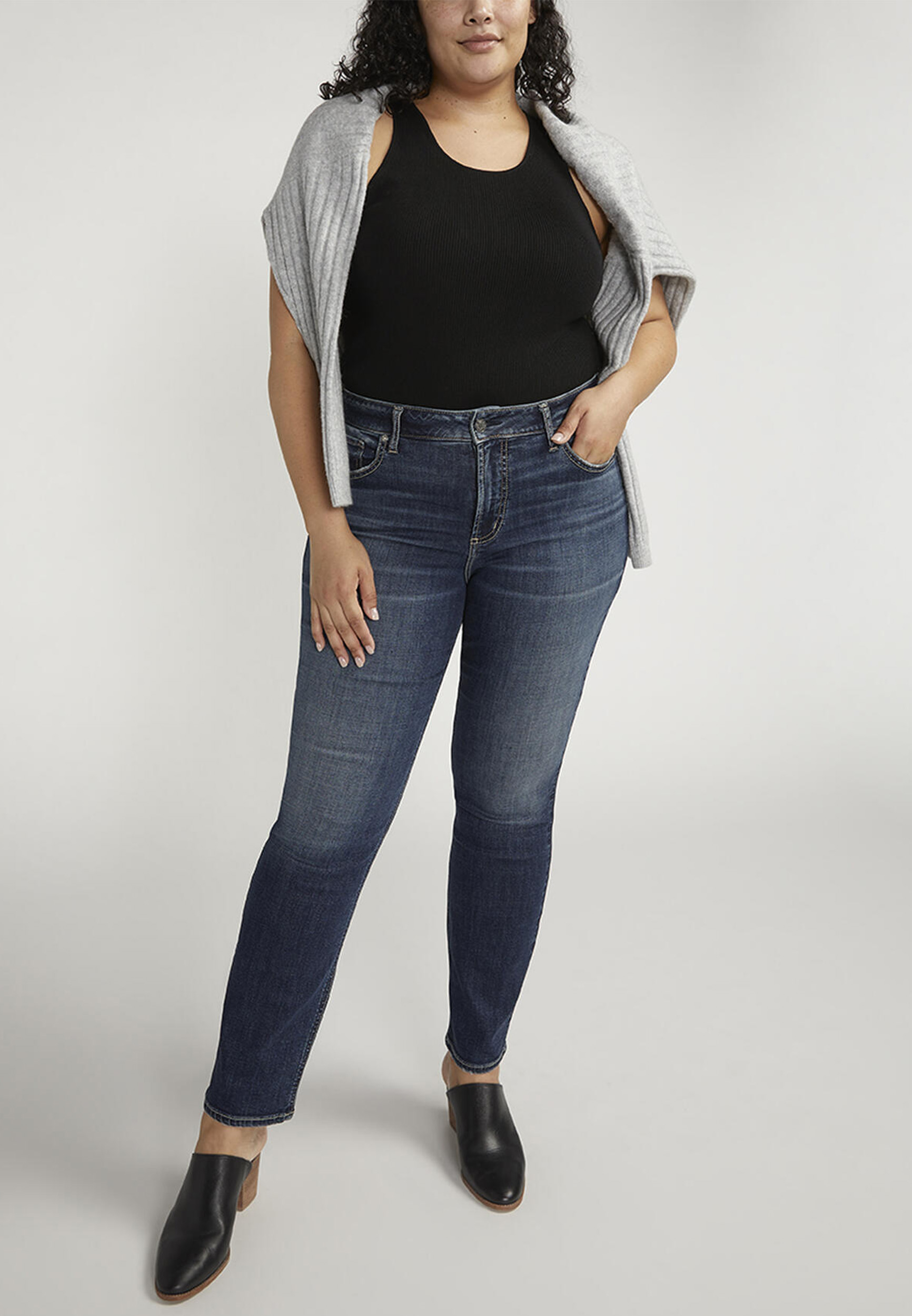 Plus Size Silver Jeans Co.® Avery Curvy High Rise Luxe Stretch Straight