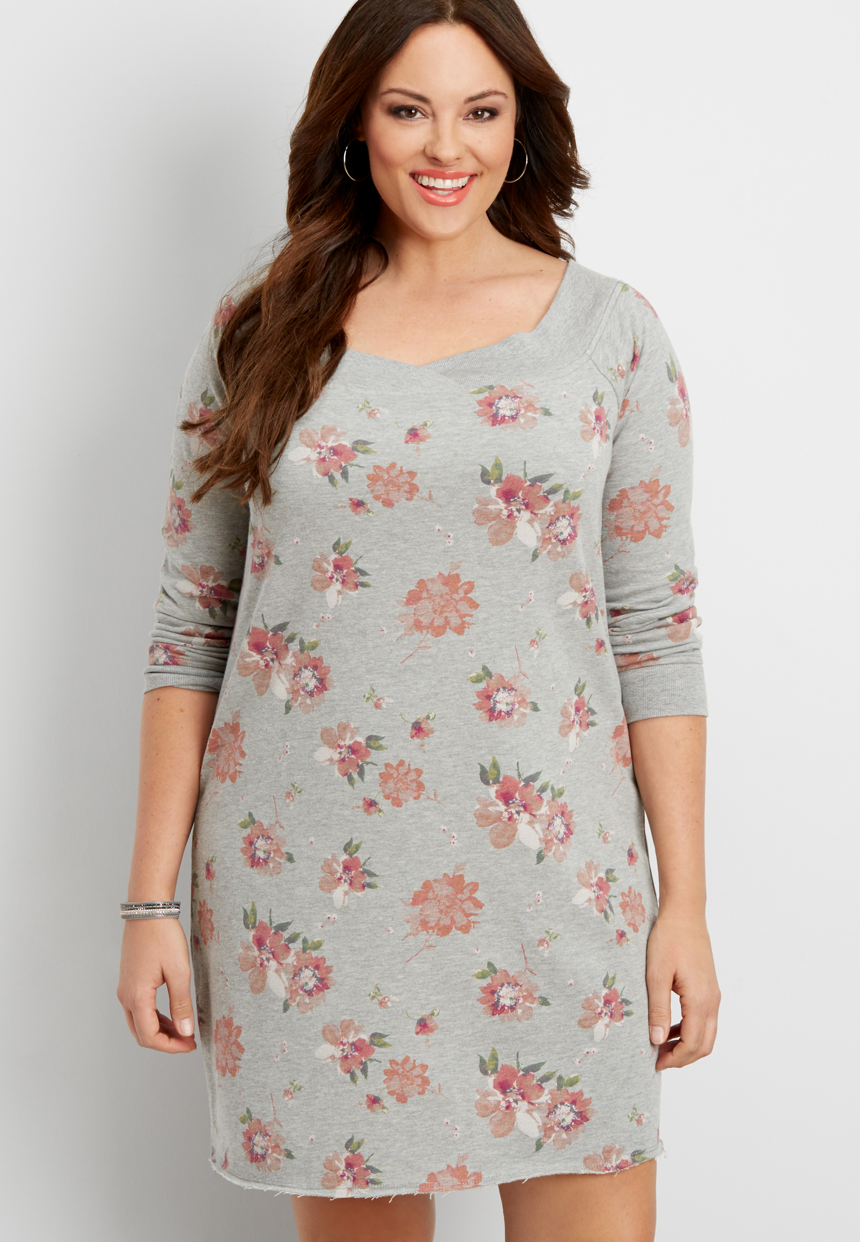 plus size sweatshirt dress in floral print maurices