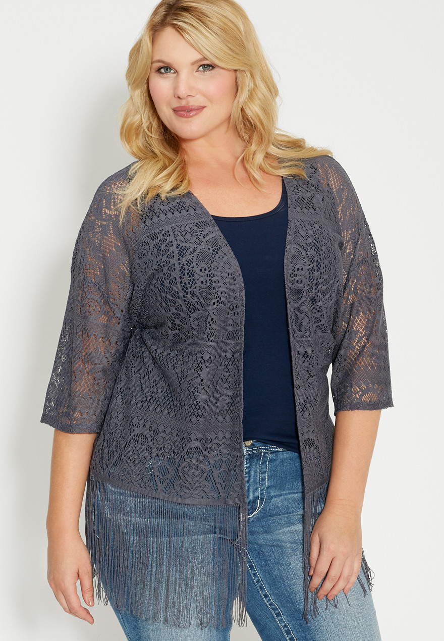 plus size lace cardigan with fringe maurices