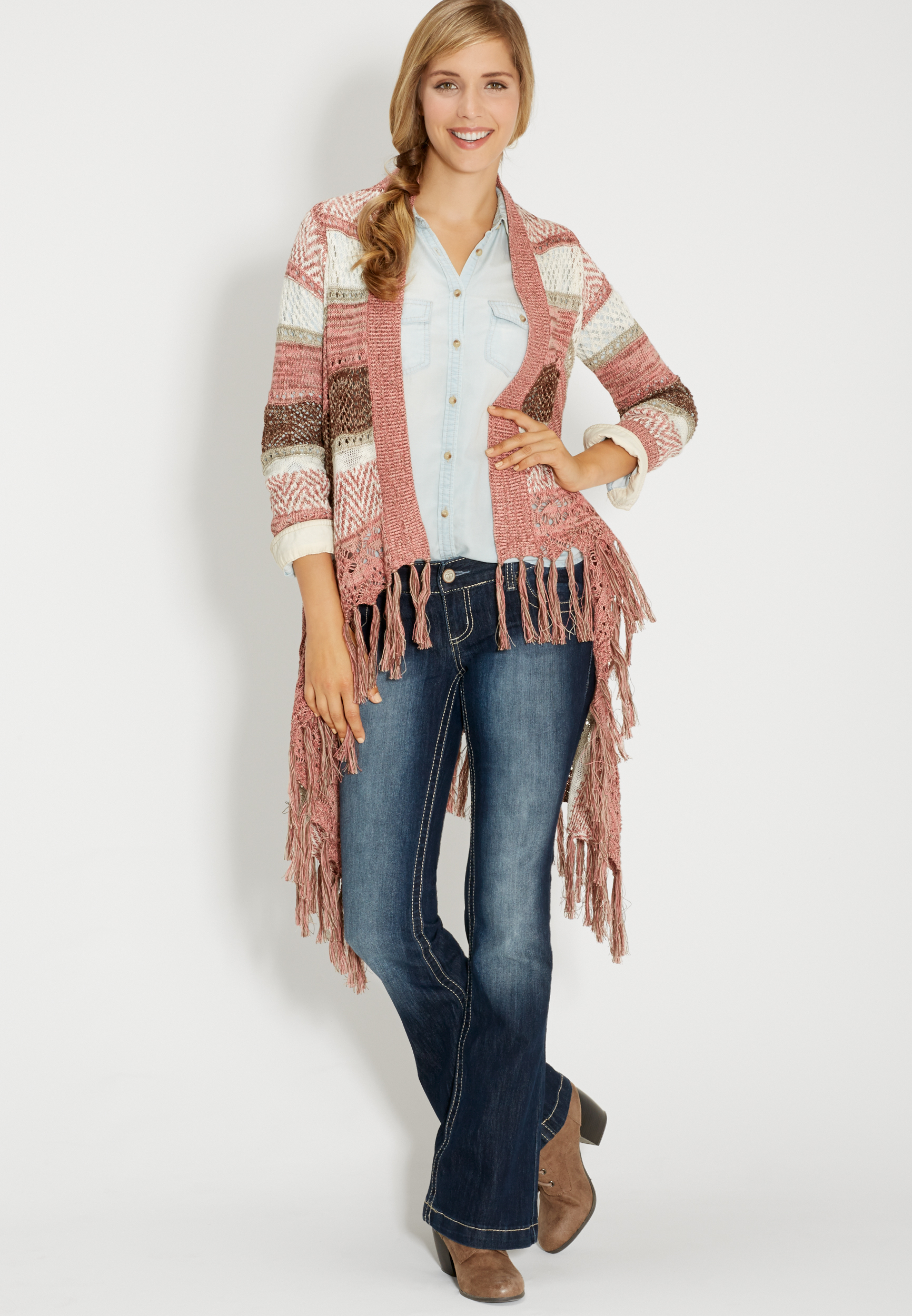 blanket cardigan with fringe maurices