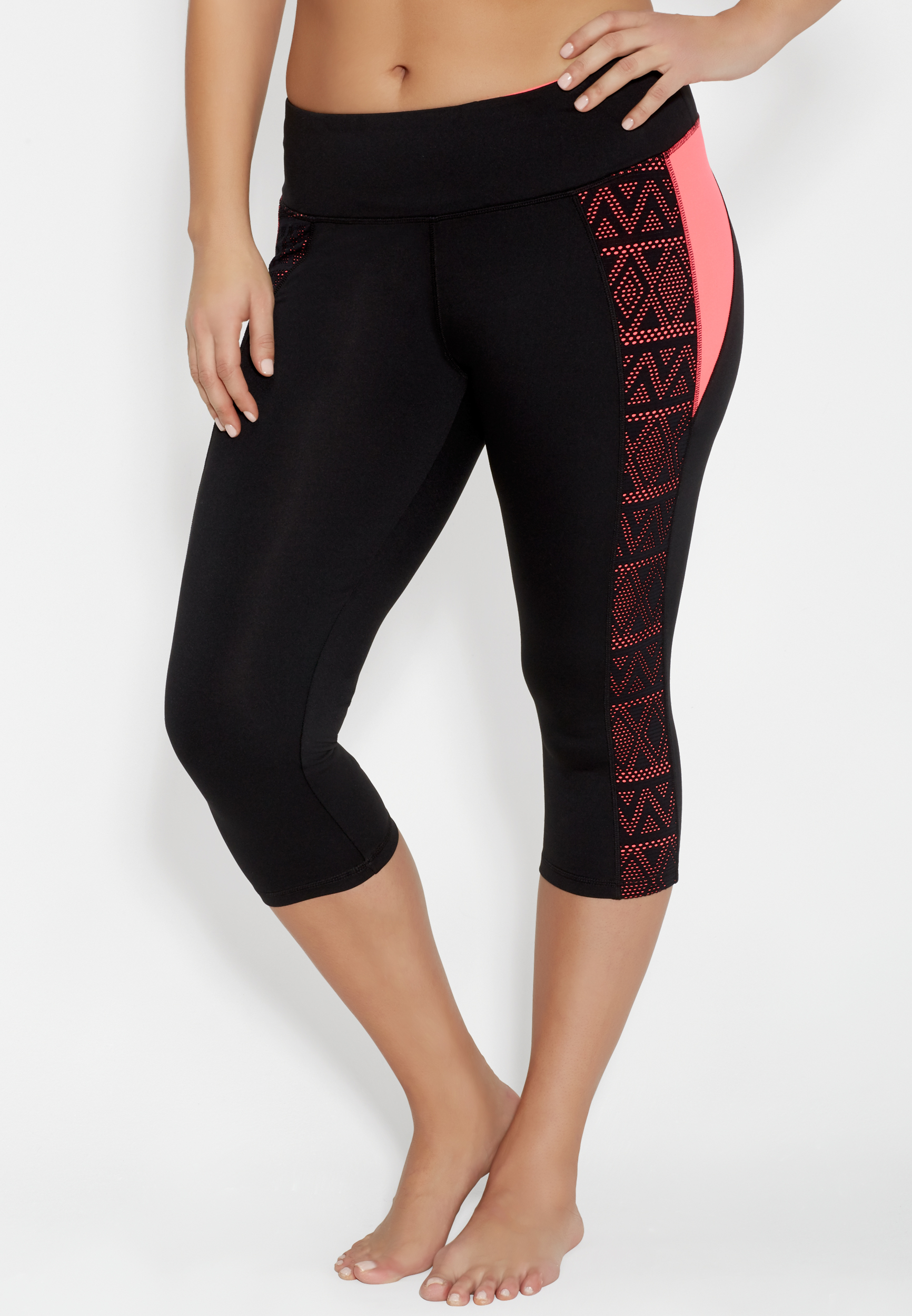 plus size capri legging with neon ethnic sides maurices