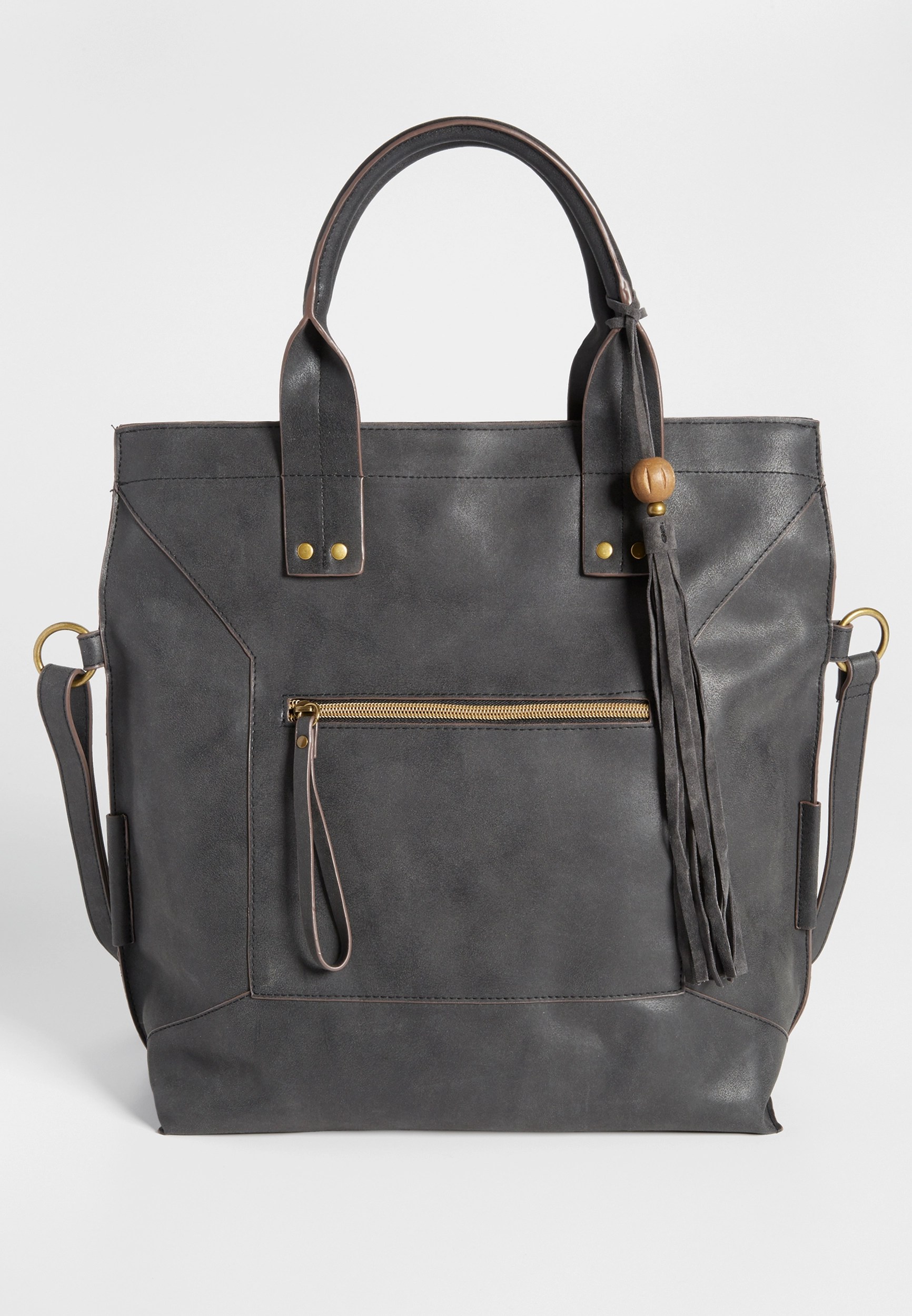 faux leather crossbody tote with long tassel maurices