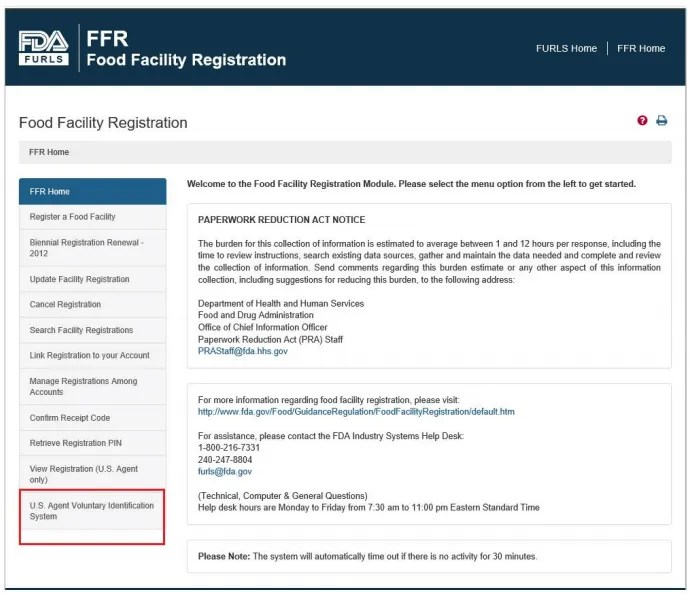 Food Facility Registration Selecting an Authorized Agent