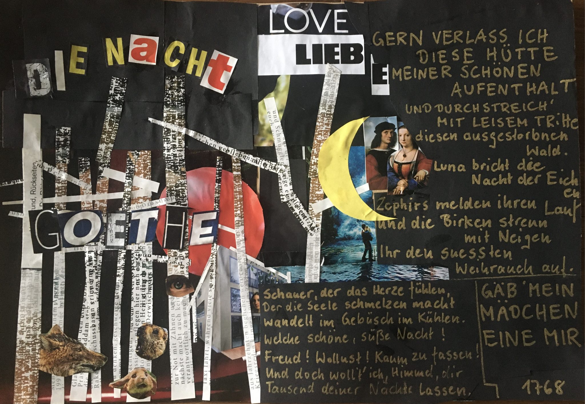 TextBildCollagen zu Goethes Gedicht „Die Nacht“ Max Delbrück
