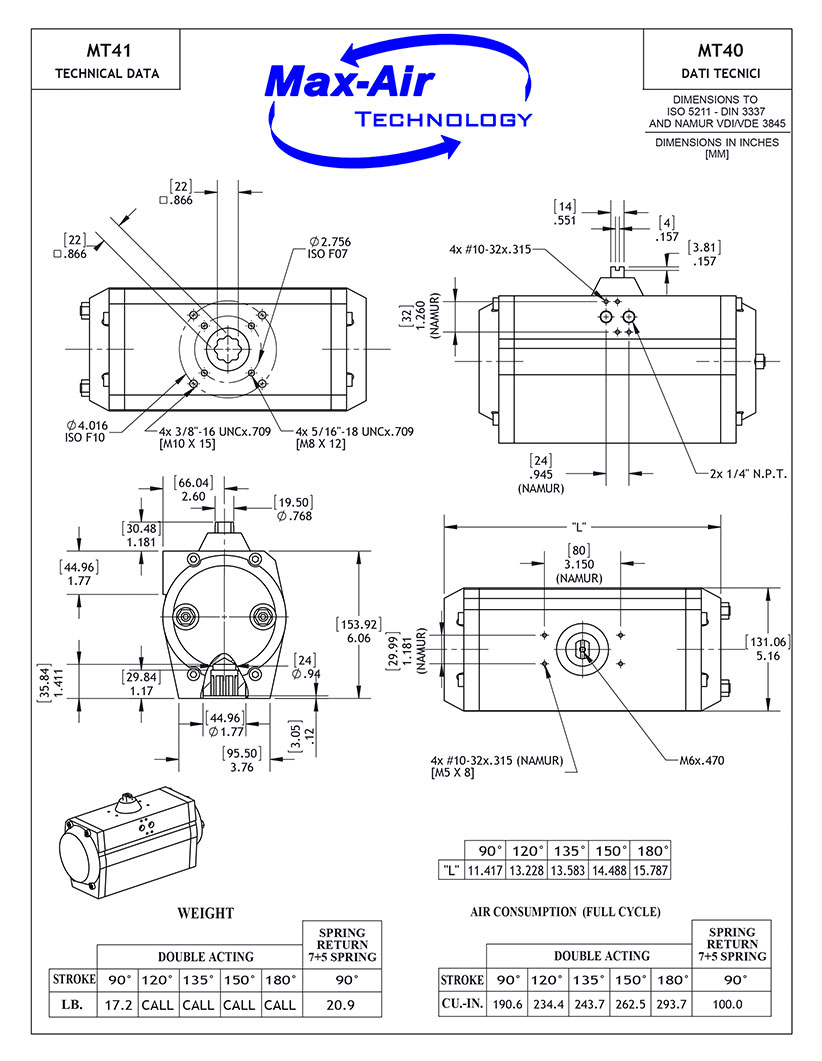 MT41 Aluminum Actuator MaxAir Technology