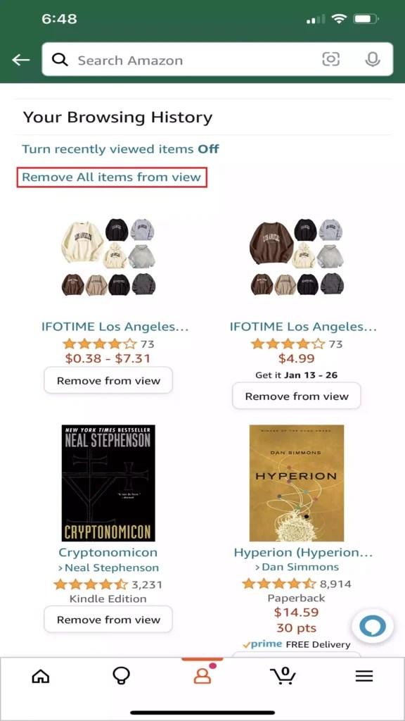 How to Find and Delete Your Browsing History in Amazon App