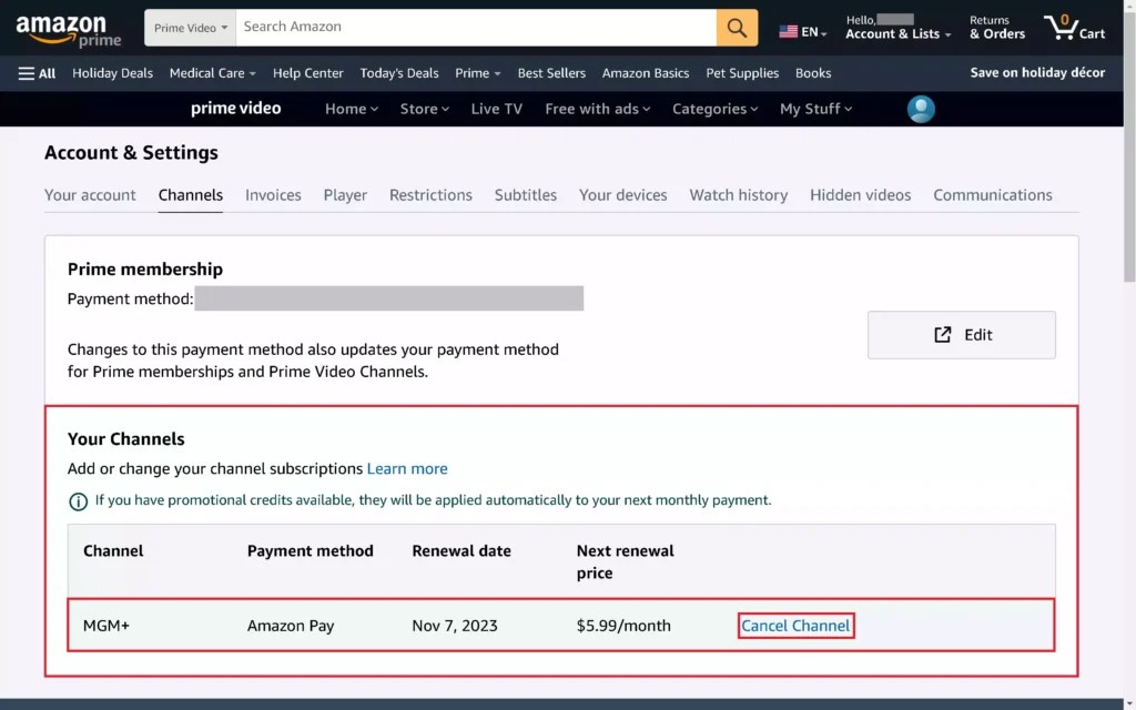 How to Cancel MGM+ in Amazon Prime Video