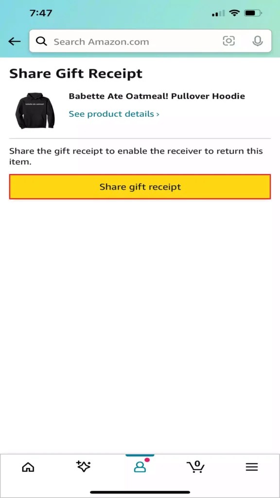 How to Share an Amazon Gift Receipt