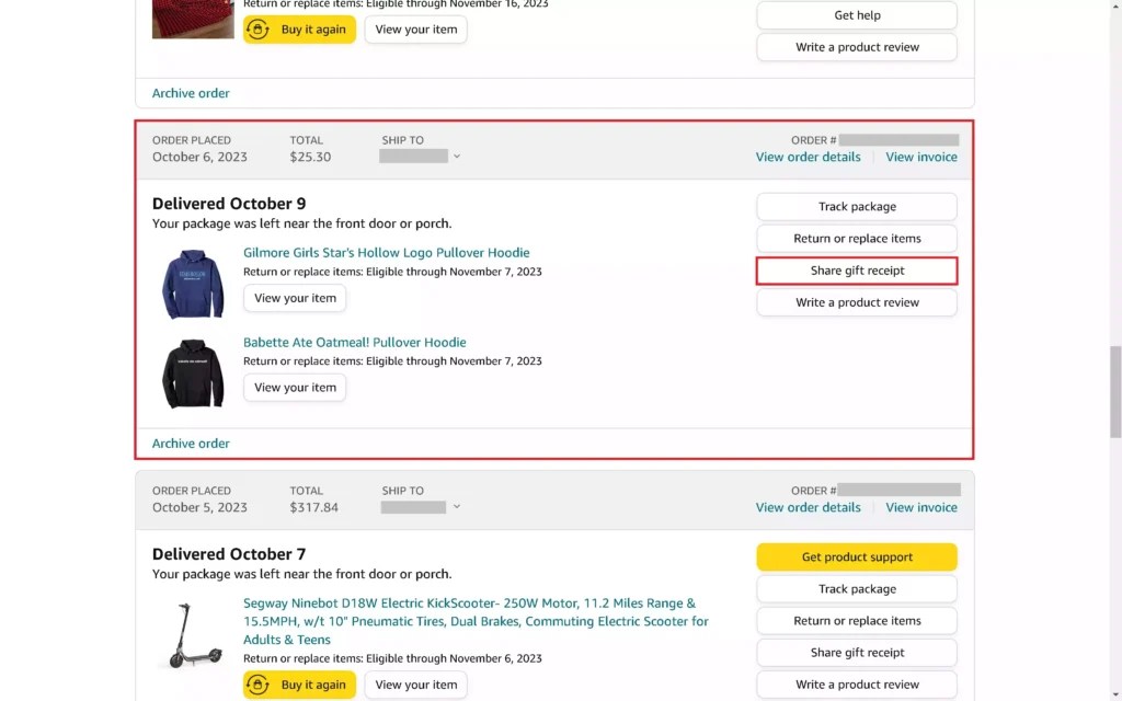 How to Share an Amazon Gift Receipt