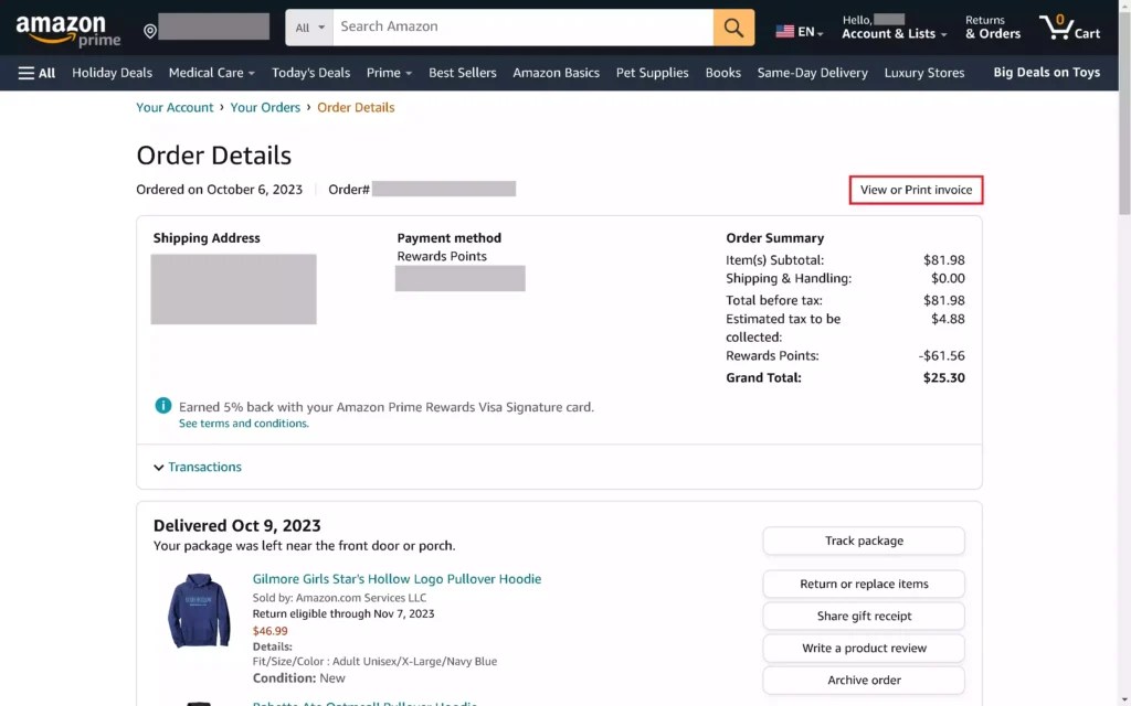 How to View and Print Amazon Order Receipts