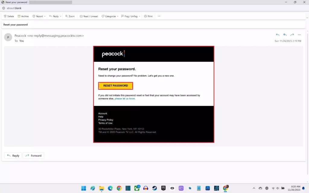 How to Change Peacock TV Password