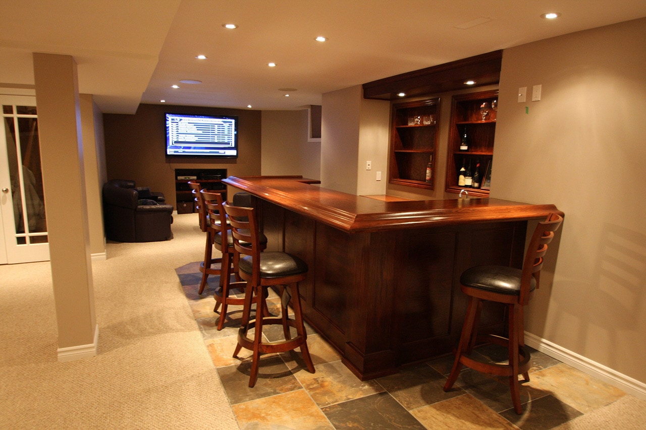 Custom Built Bars, Modern Basement Renovations Max Improvements