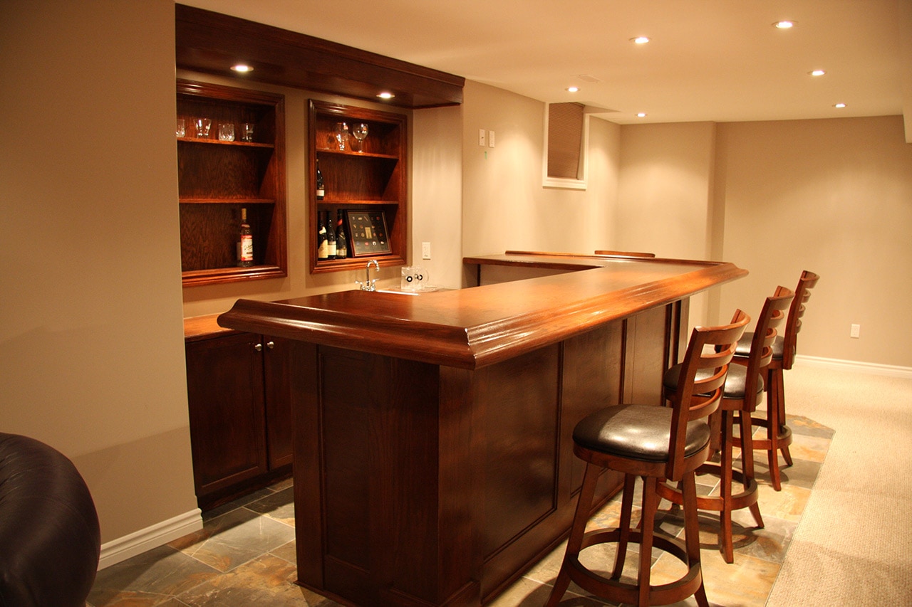 Custom Built Bars, Modern Basement Renovations Max Improvements
