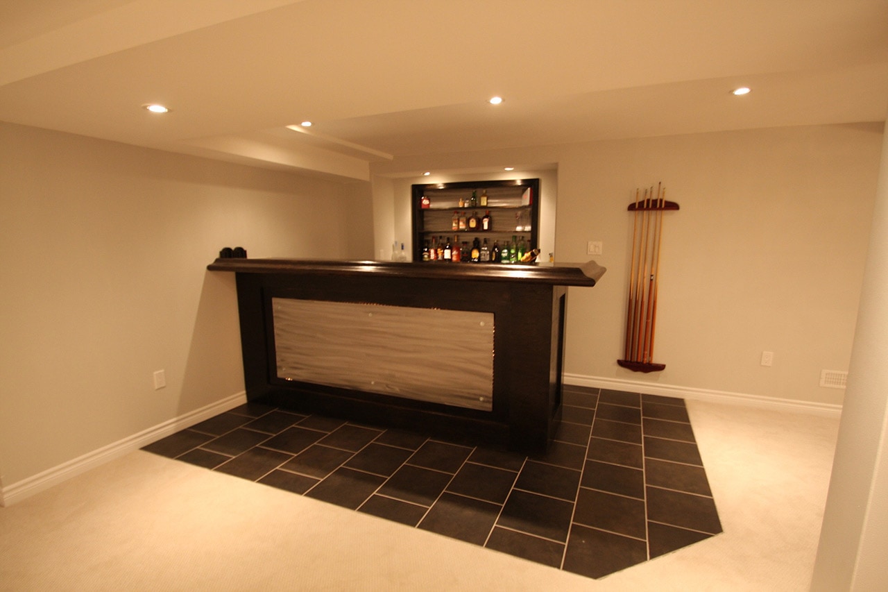 Custom Built Bars, Modern Basement Renovations Max Improvements