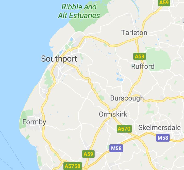 Map Of Ormskirk And Surrounding Areas Garden and grounds maintenance in Ormskirk Maximum Grounds Maintenance