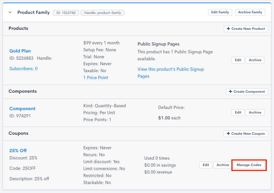 Coupon Codes Advanced Billing