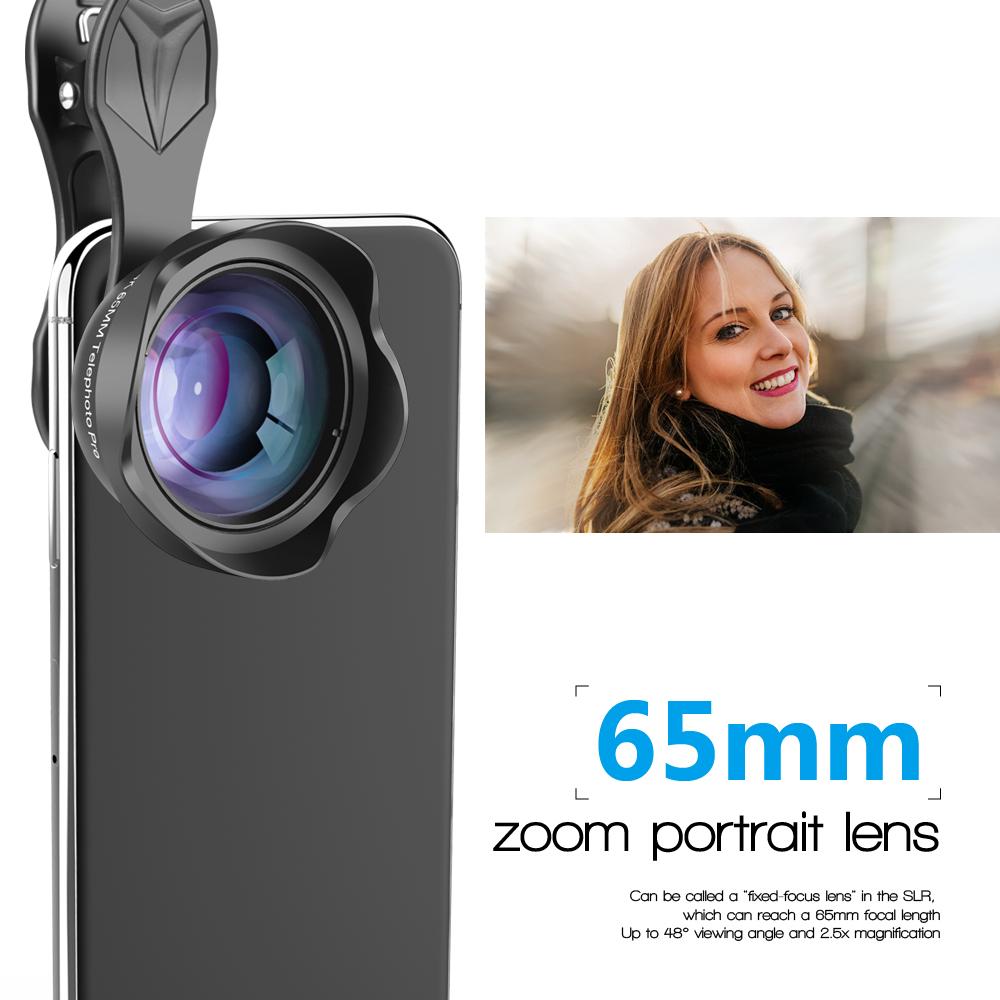 APEXEL APL65mm 3x Zoom Phone Mobile Lens Professional HD 65mm Portrait