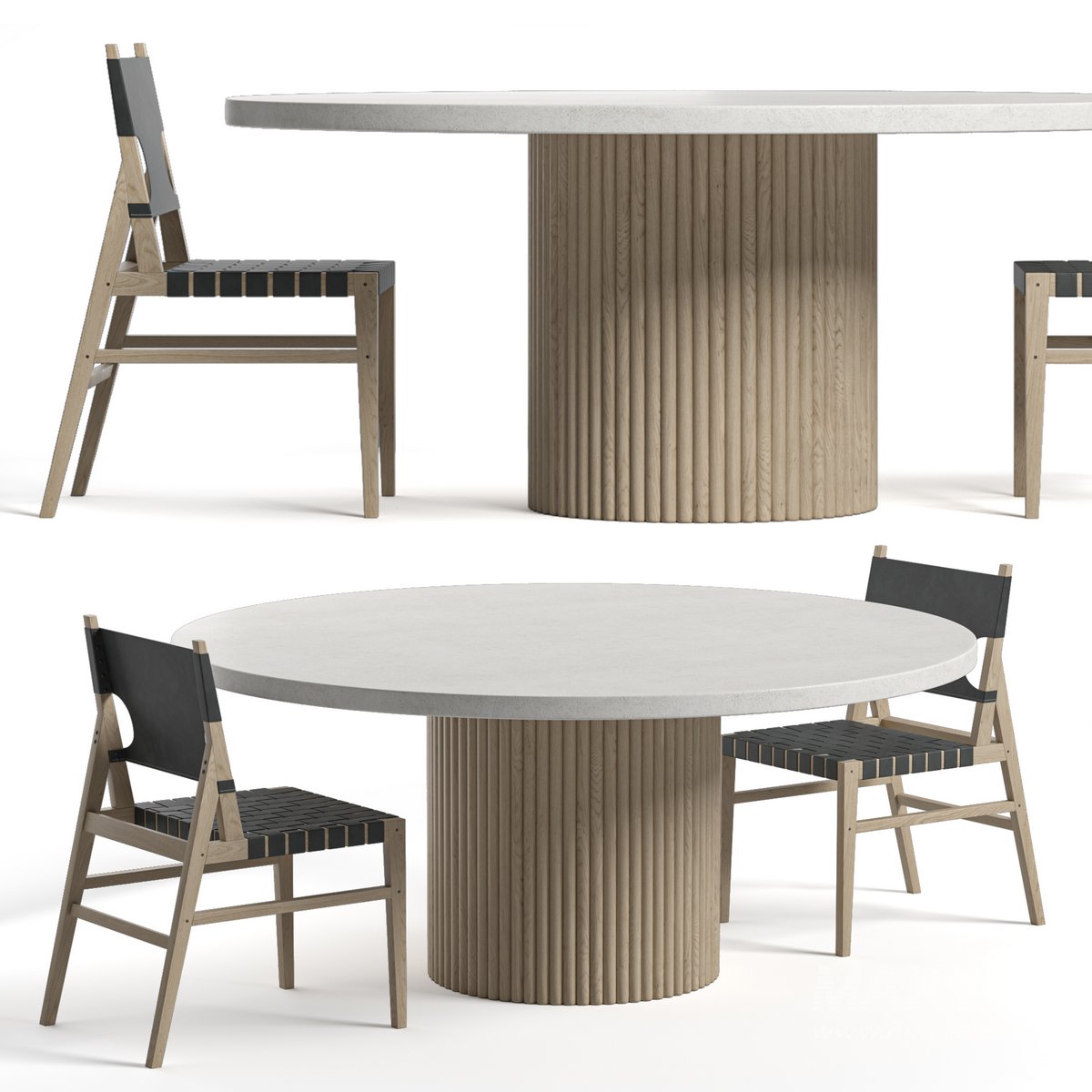 JENSEN LEATHER DINING CHAIR And PRE ORDER ARIA VITOLO PILLAR ROUND