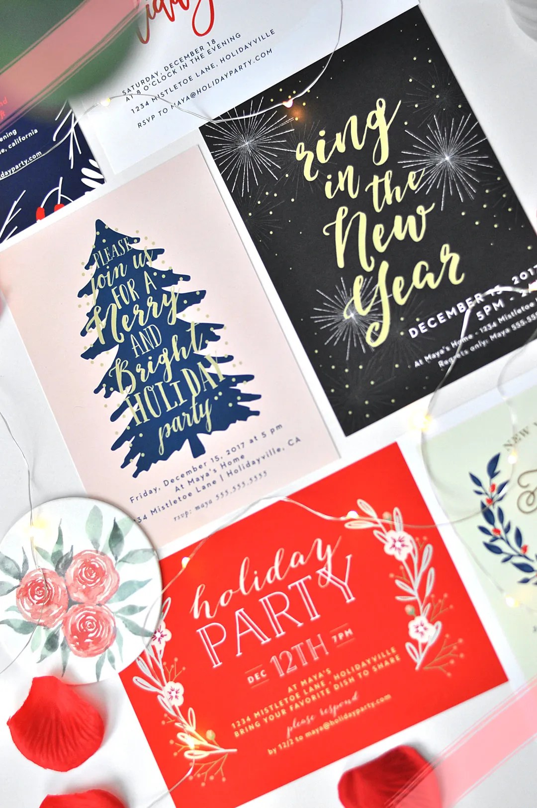 'Tis the season for Christmas parties, work parties, and cocktail parties. So check out these customizable holiday invitations by Basic Invite. SO cute!