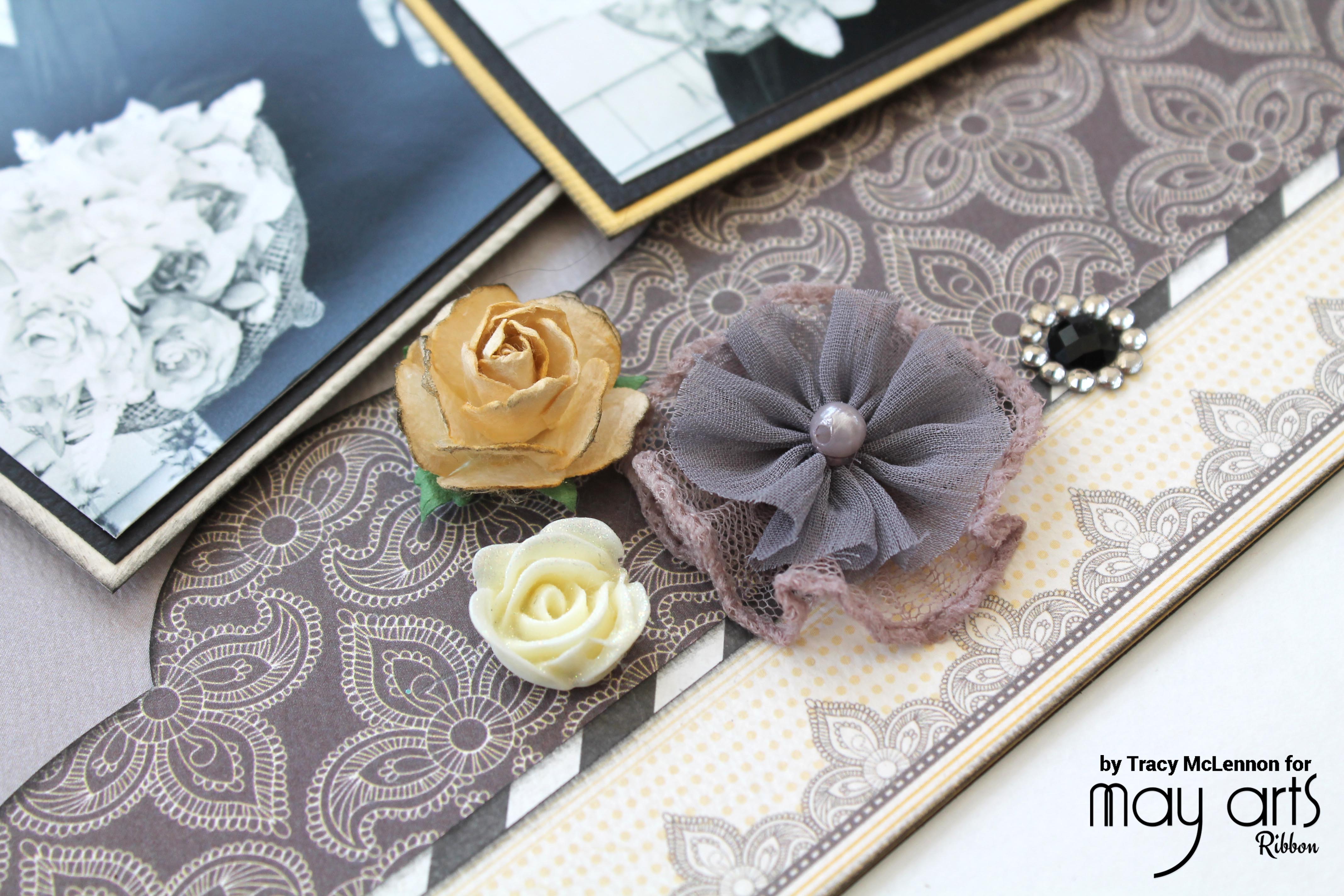 Adding Loops of Ribbon to a Scrapbook Layout May Arts Ribbon Company