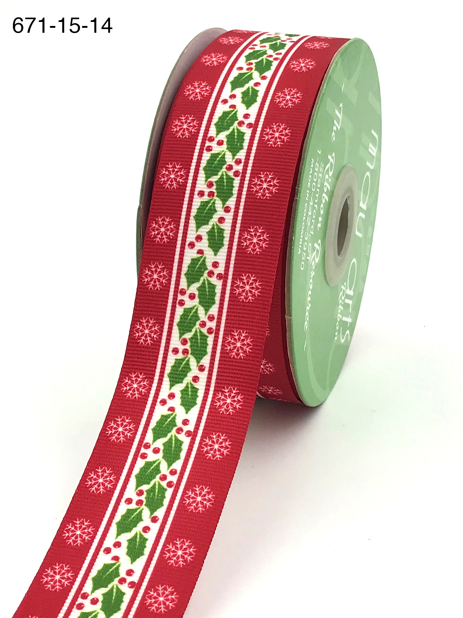 Holly Berry Grosgrain Christmas Ribbon 1.5" Online Ribbon May Arts