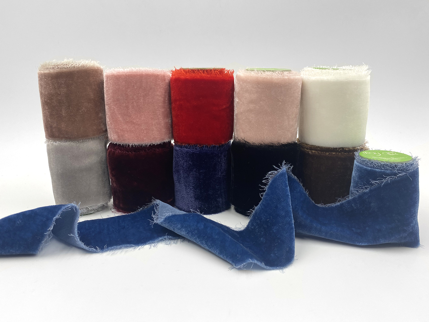 Frayed Velvet Silk Ribbon 2" Wide Wholesale Ribbon May Arts