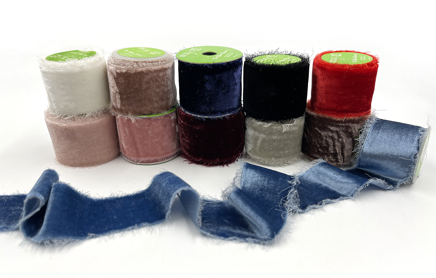 Frayed Velvet Silk Ribbon 1 3/8" Wide Wholesale Ribbon May Arts