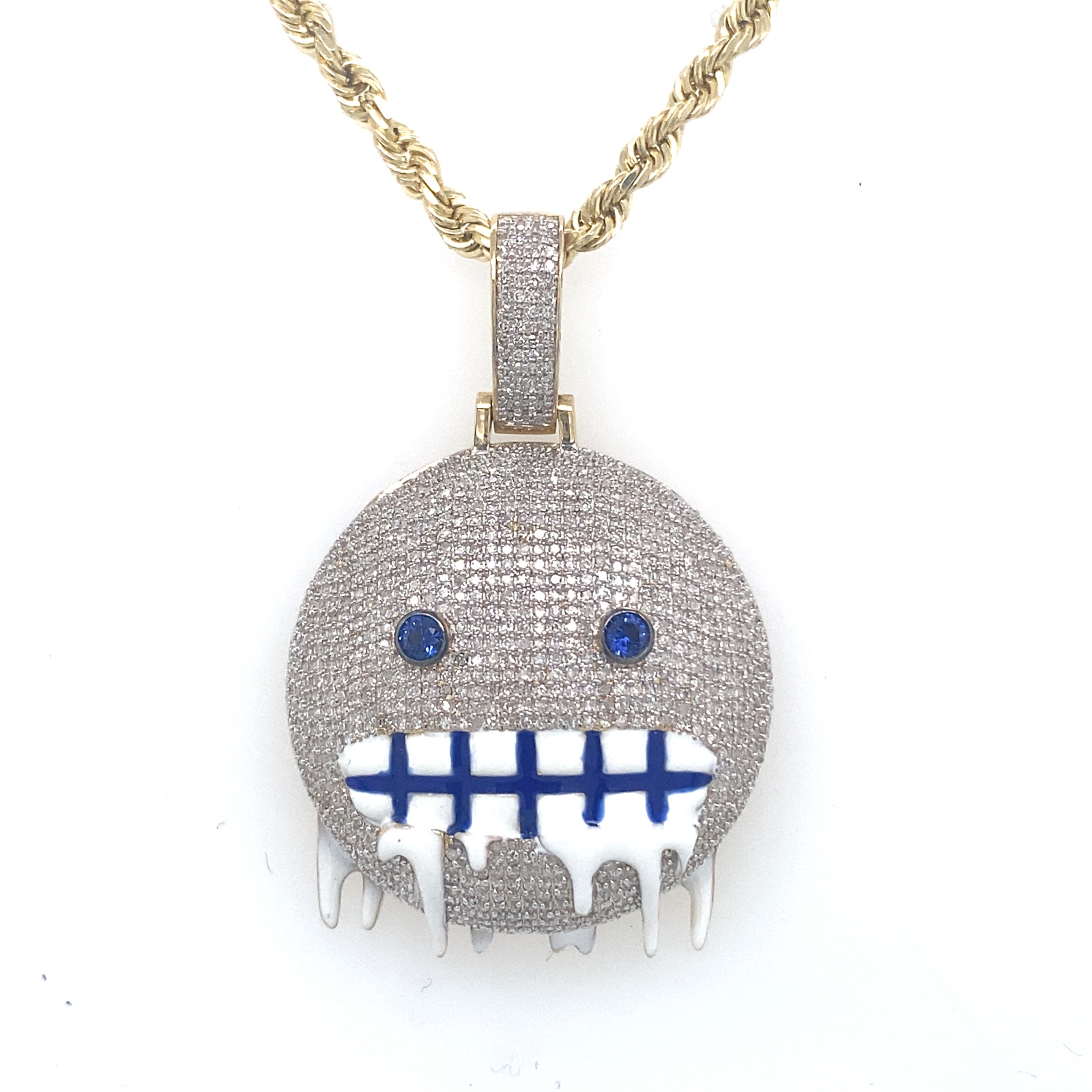10ky 2.50ctw Diamond Freezing Emoji Pendant Mayas Gold