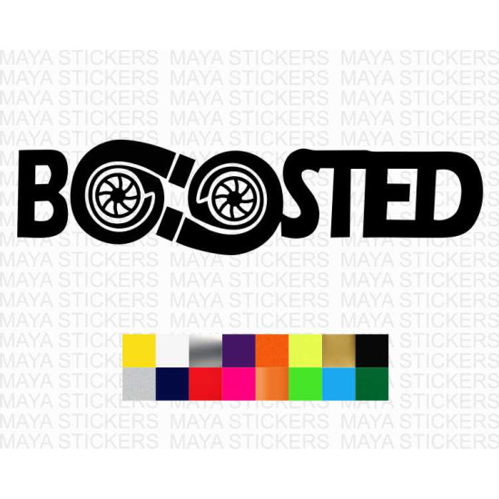 Boosted turbo design sticker in custom colors and sizes