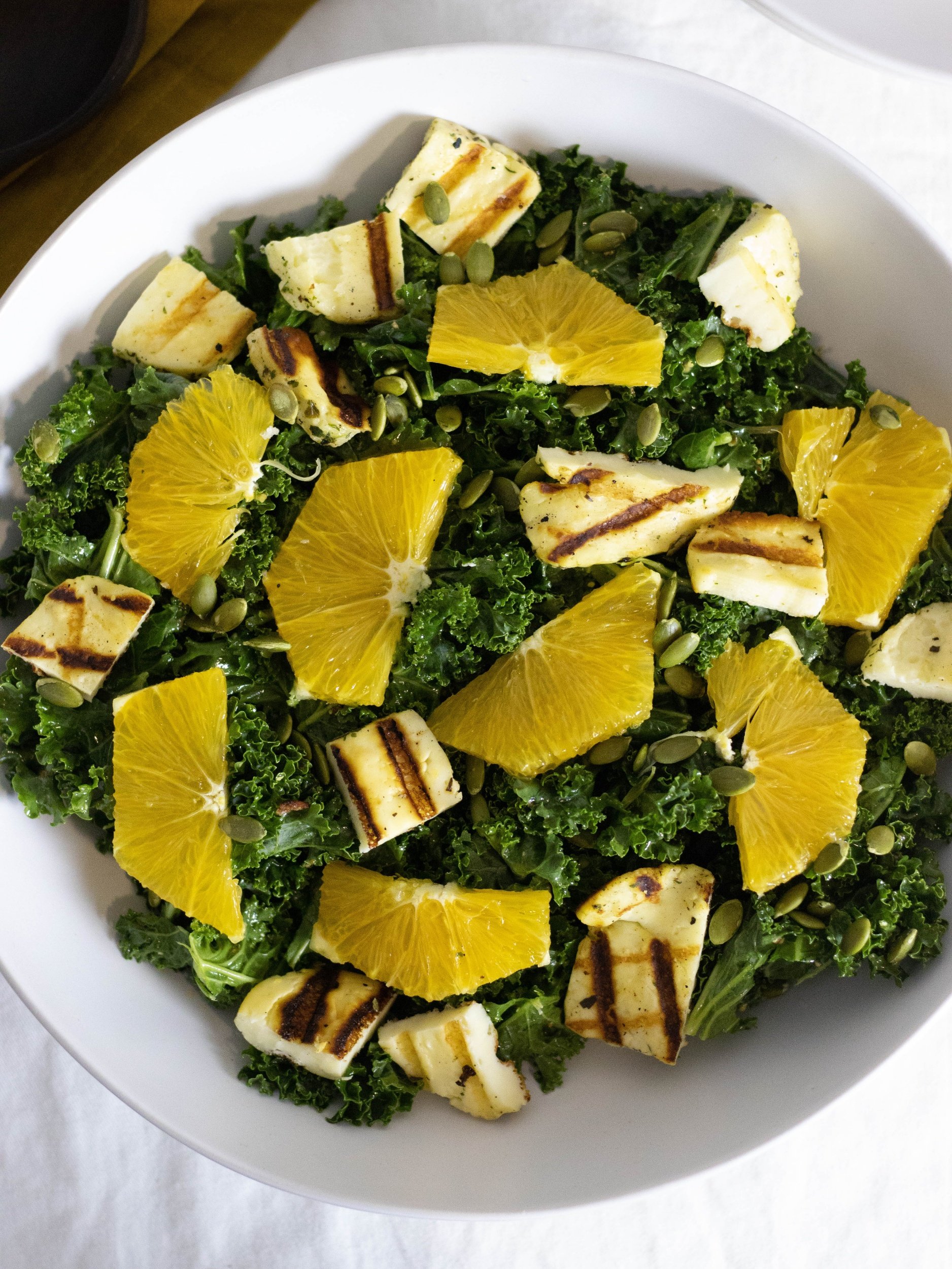 Orange, Grilled Halloumi and Kale Salad MAY EIGHTY FIVE