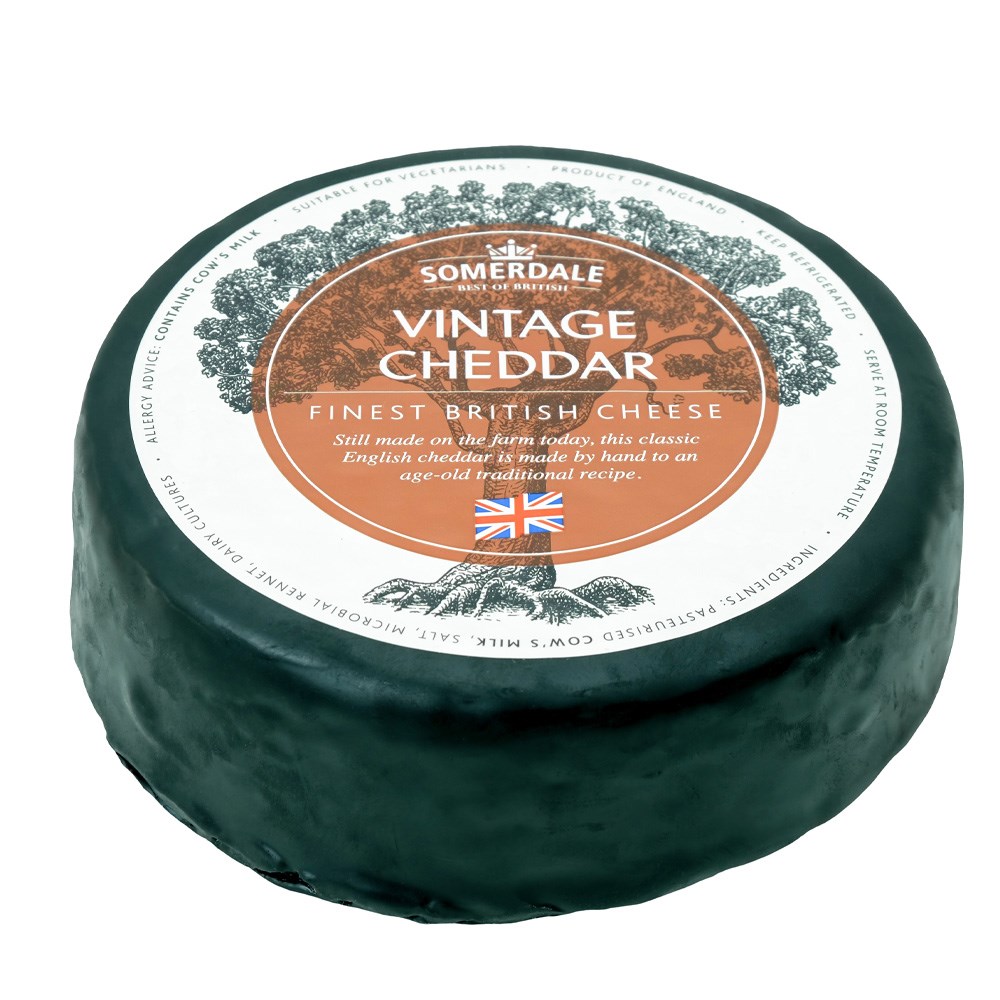 BLACK WAXED CHEDDAR 1X1.5KG SOMERDALE UNITED KINGDOM Mayers Fine Food