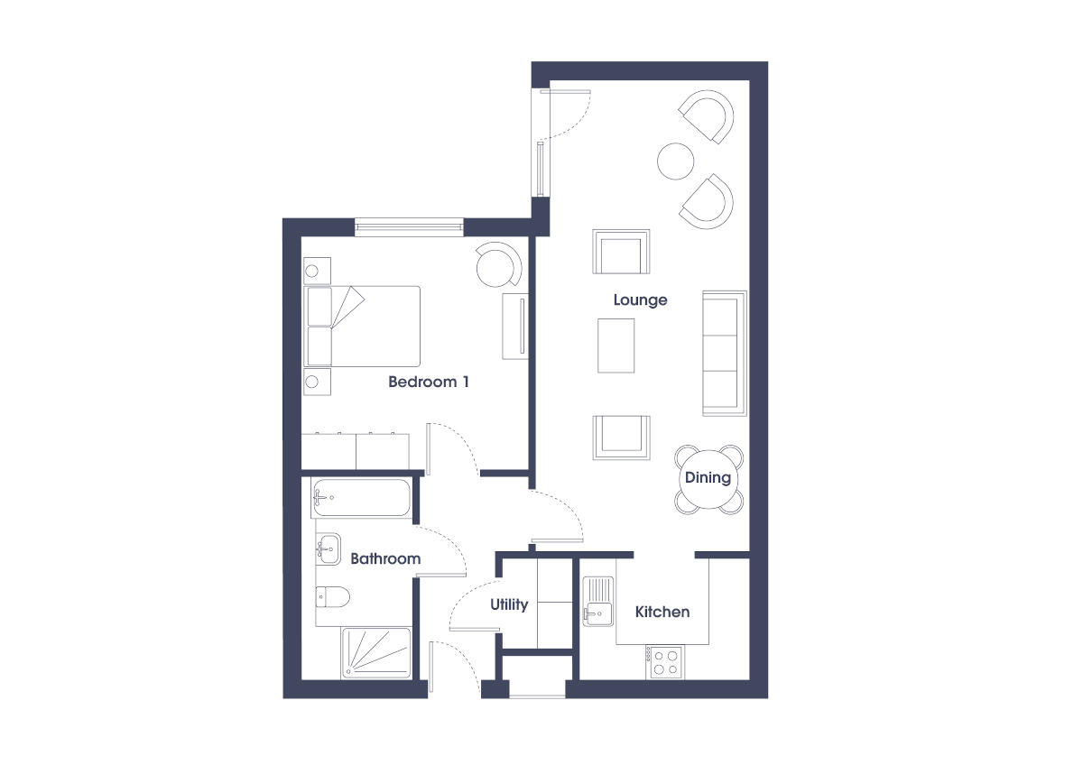 One bed apartment Mayflower Manor