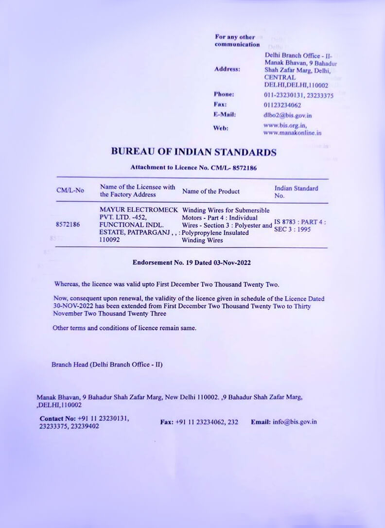 CERTIFICATE Mayur Electromeck Pvt. Ltd.