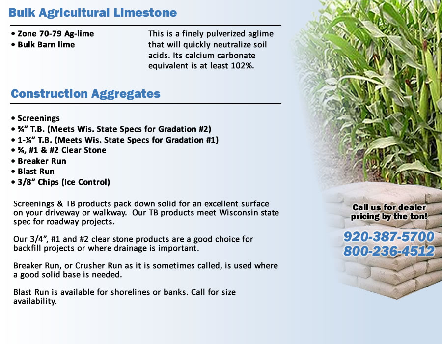 Mayville Limestone Products Aglime, Coarse Barnlime, Garden and Lawn