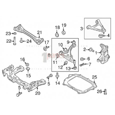 Cuna del motor|Mazda|RX-8|R3|F18934H80D|Grupo: Suspensión delantera