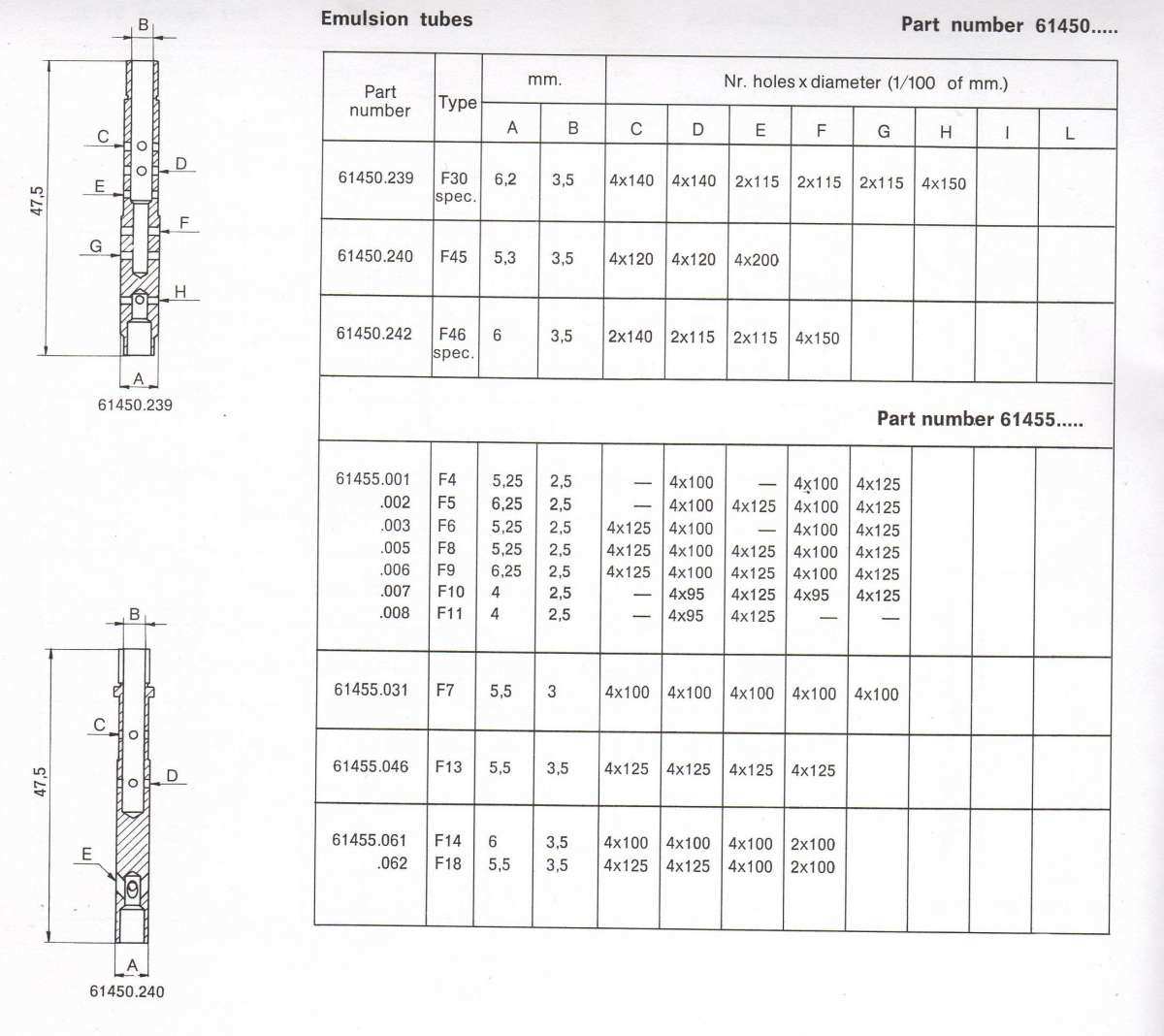 WEBER DCNF CARBURETORS EMULSION TUBE F44 Carburetor Parts
