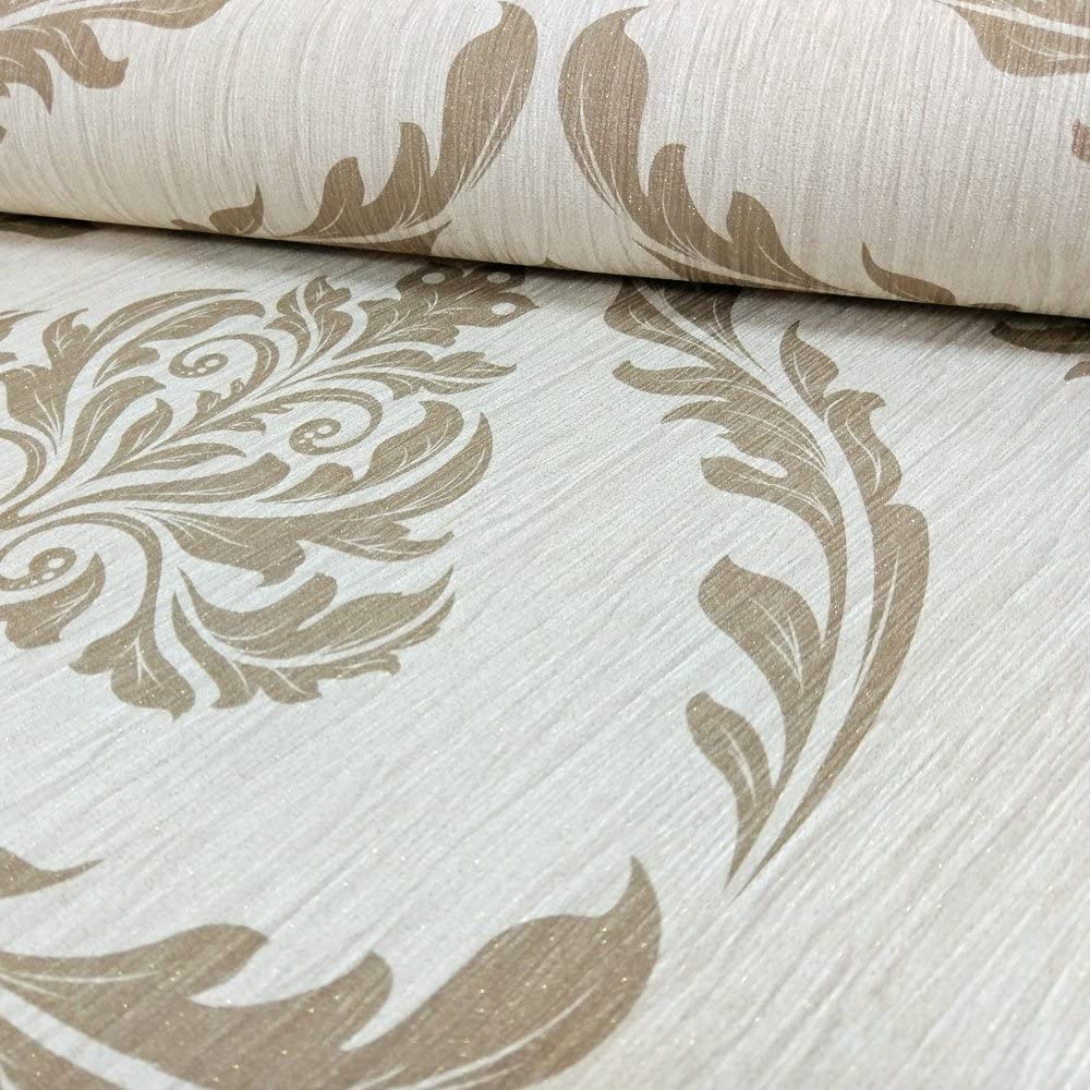 Debona Crystal Damask Wallpaper Ivory/Gold Maz Decor