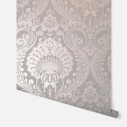 Arthouse Luxe Damask Metallic Wallpaper Dusky Rose Maz Decor