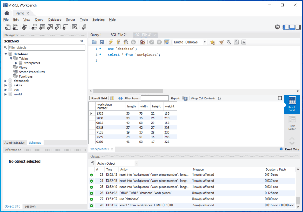 Store machine data of a S7 PLC in a SQL database MB