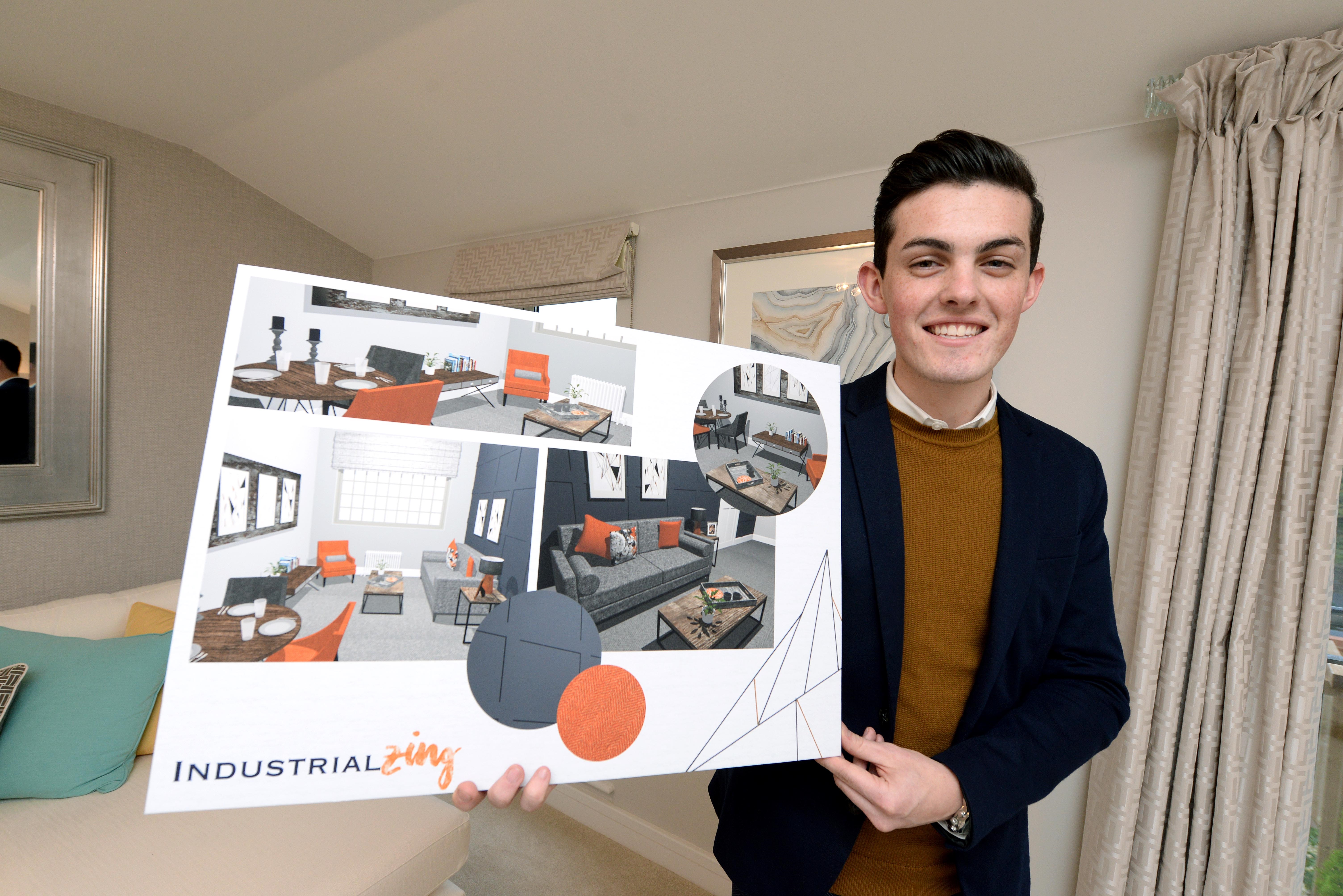 Student Jason Livingstone with his designs Southampton Solent University